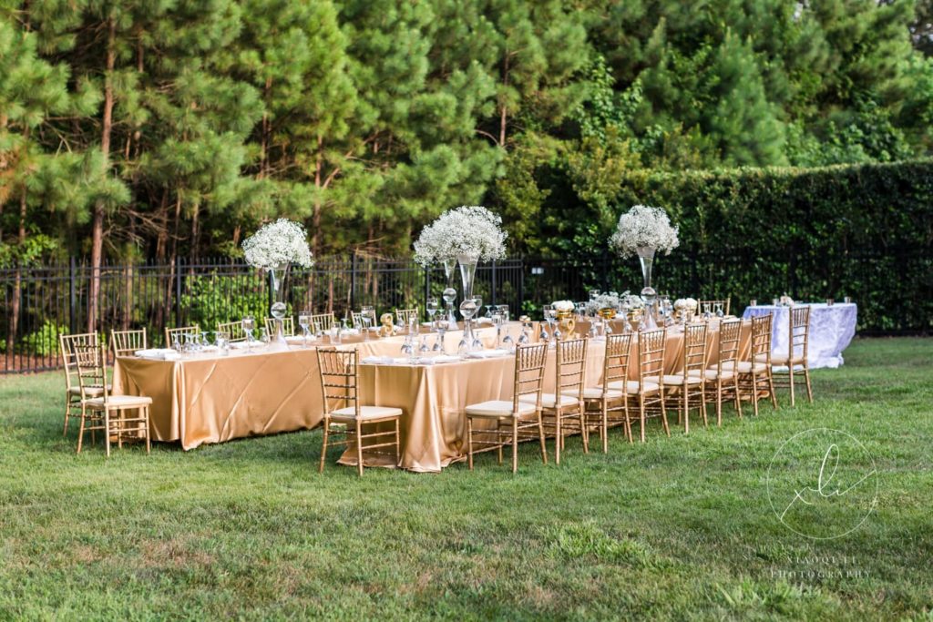 backyard elegant micro-wedding dinner reception