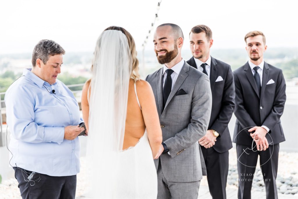 couple standing together before brunch wedding ceremony