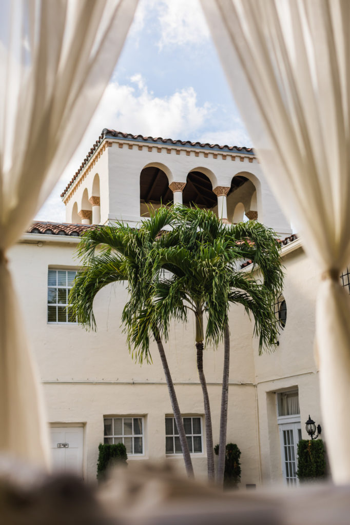 palm trees outside beautiful hotel at Miami Florida cuban inspired wedding