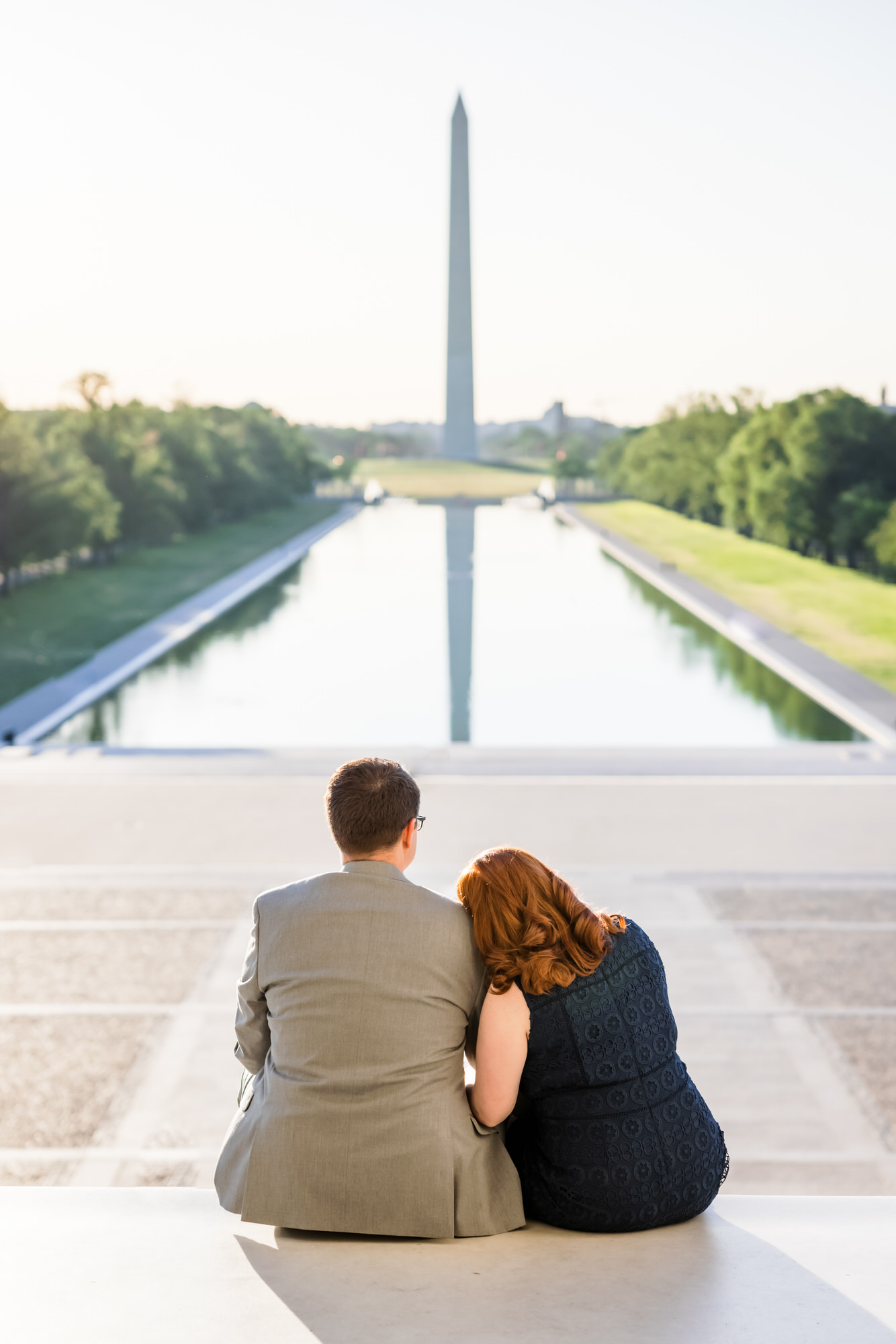 couple sitting together at Lincoln Memorial