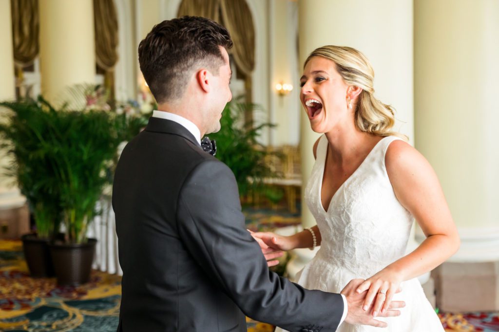 bride's reaction to seeing groom for first time on wedding day