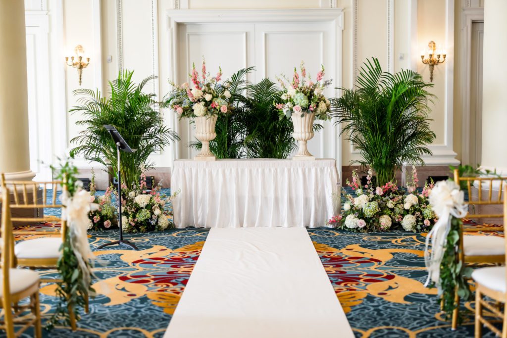 wedding decor for ceremony at jefferson hotel wedding