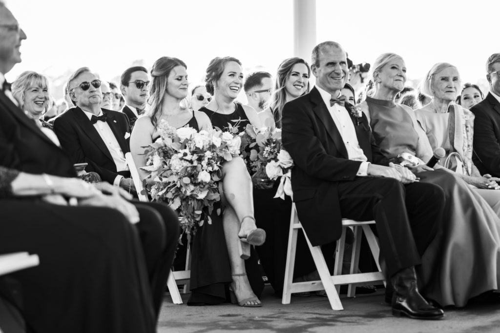 guests sitting and watching wedding ceremony at black tie eastern shore wedding