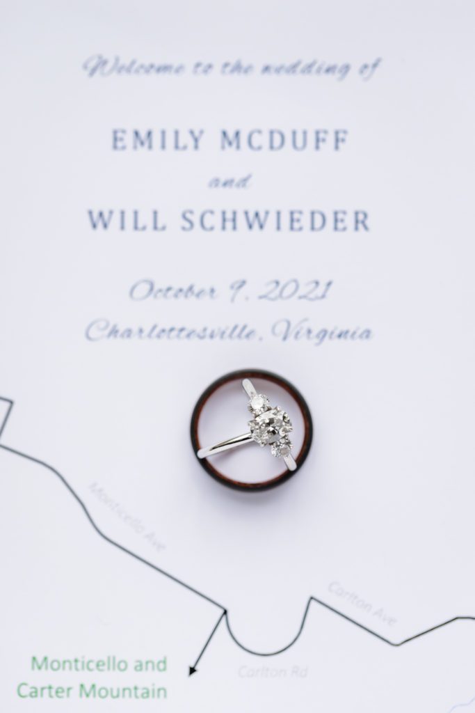 simple white wedding invitation for wool factory wedding in Charlottesville