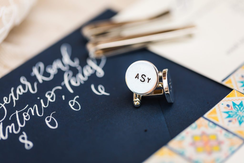 cufflinks and other details for wedding flatlay