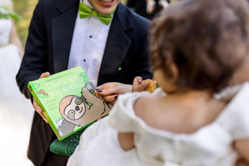 close up of book for flower girl at Lebanese-American wedding