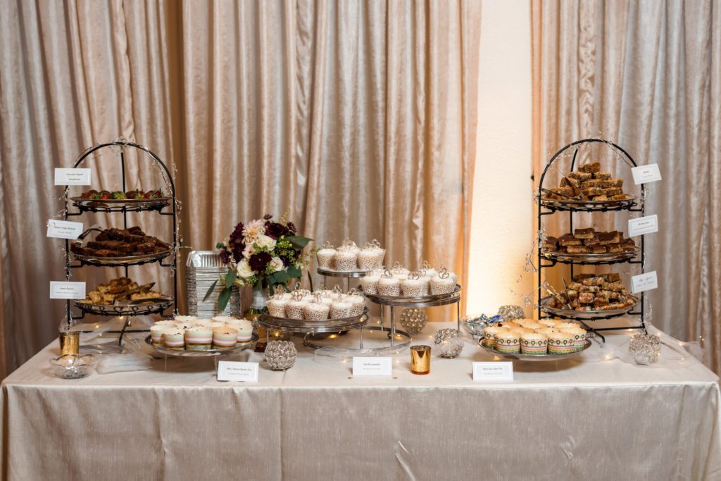 wedding dessert table with cupcakes 