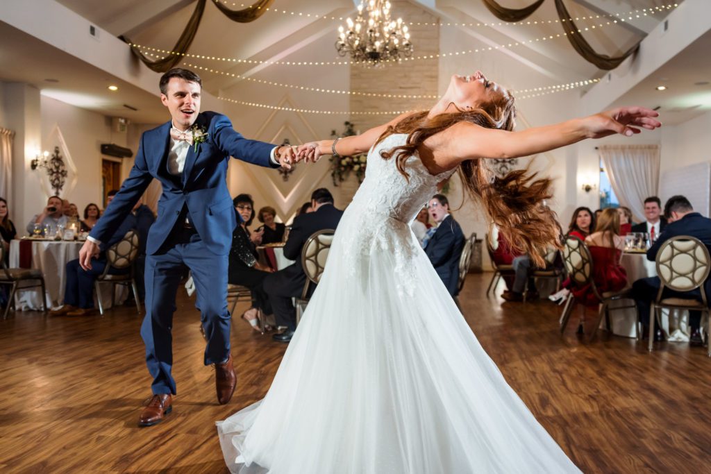 bride dancing with groom on dance floor for first time