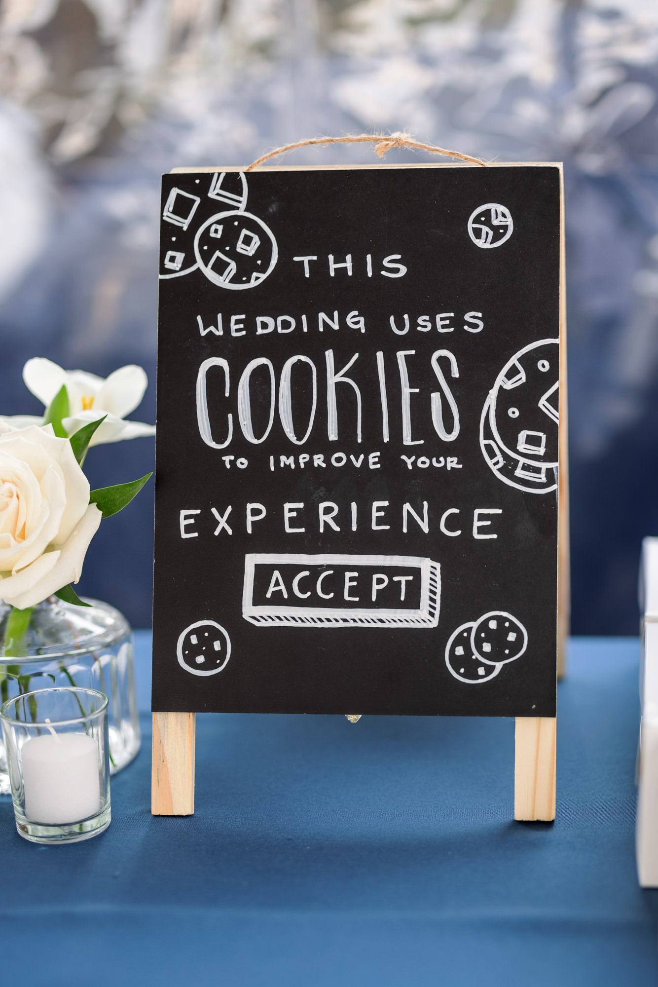 chalkboard sign for cookie table with fun web developer language