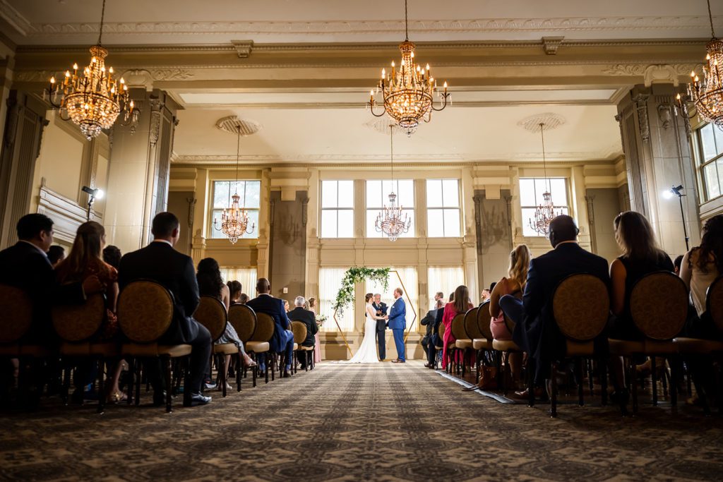 The Marshall ballroom wedding ceremony set up 