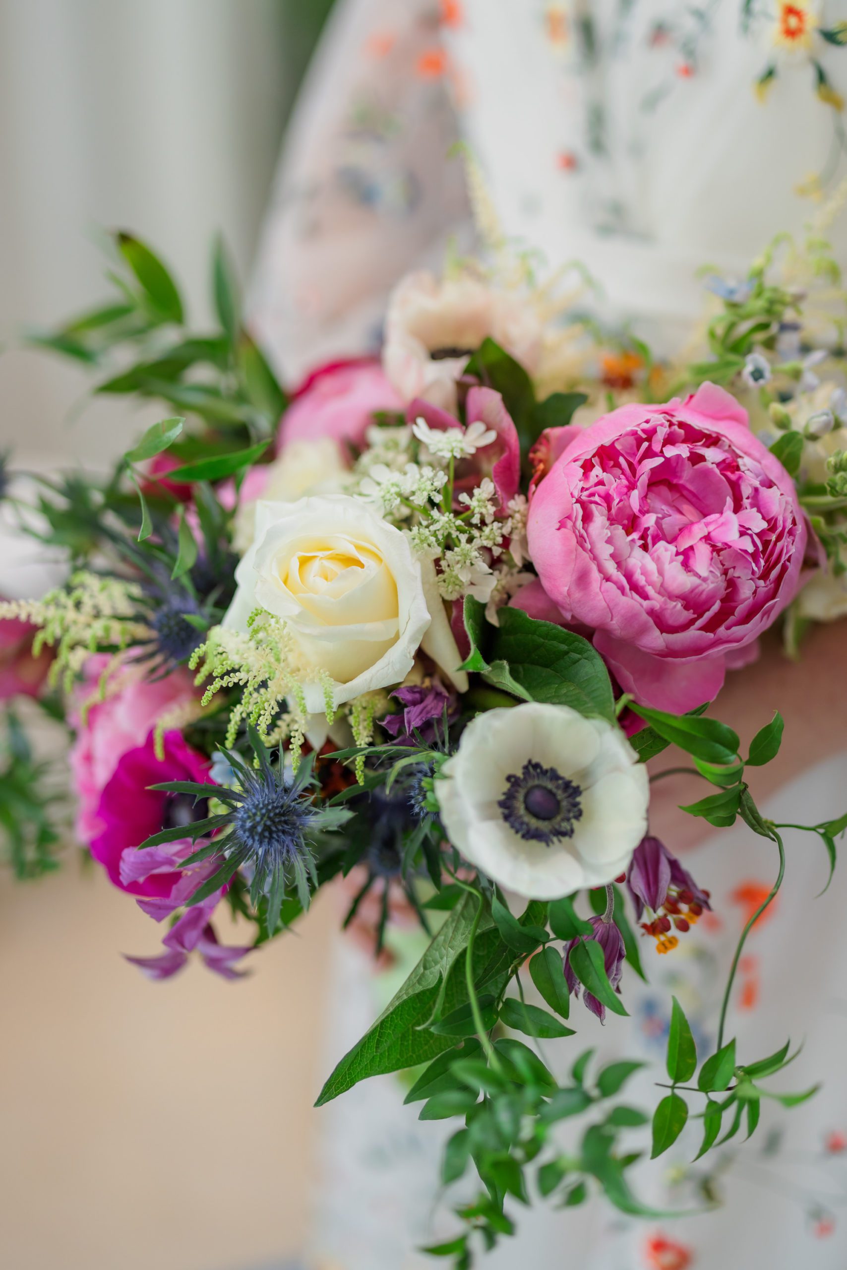 close up of colorful wedding bouquet
