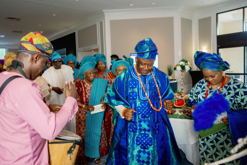 Guests dancing and celebrating during Nigerian-American Wedding celebration